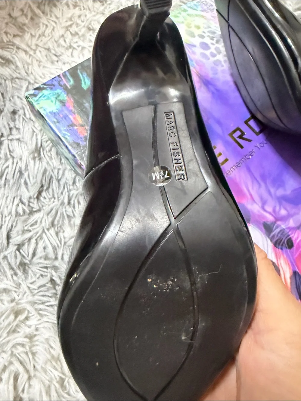Marc Fisher Black Patent Pointed-Toe Stiletto Heels